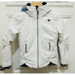 Obermeyer Teen XS 6-7 White Insulated Ski Jacket Hooded Winter Snow Coat